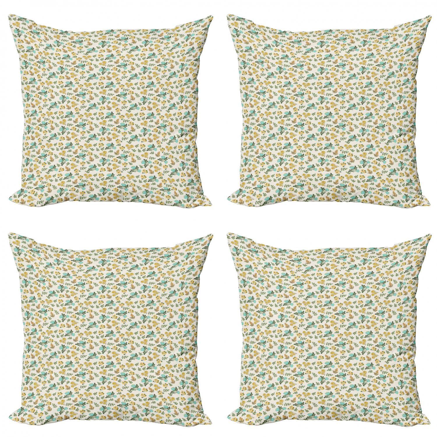 Ambesonne Botanical Blossom Cushion Cover Set of 4 for Couch and Bed in 4 Sizes - Picture 24 of 62