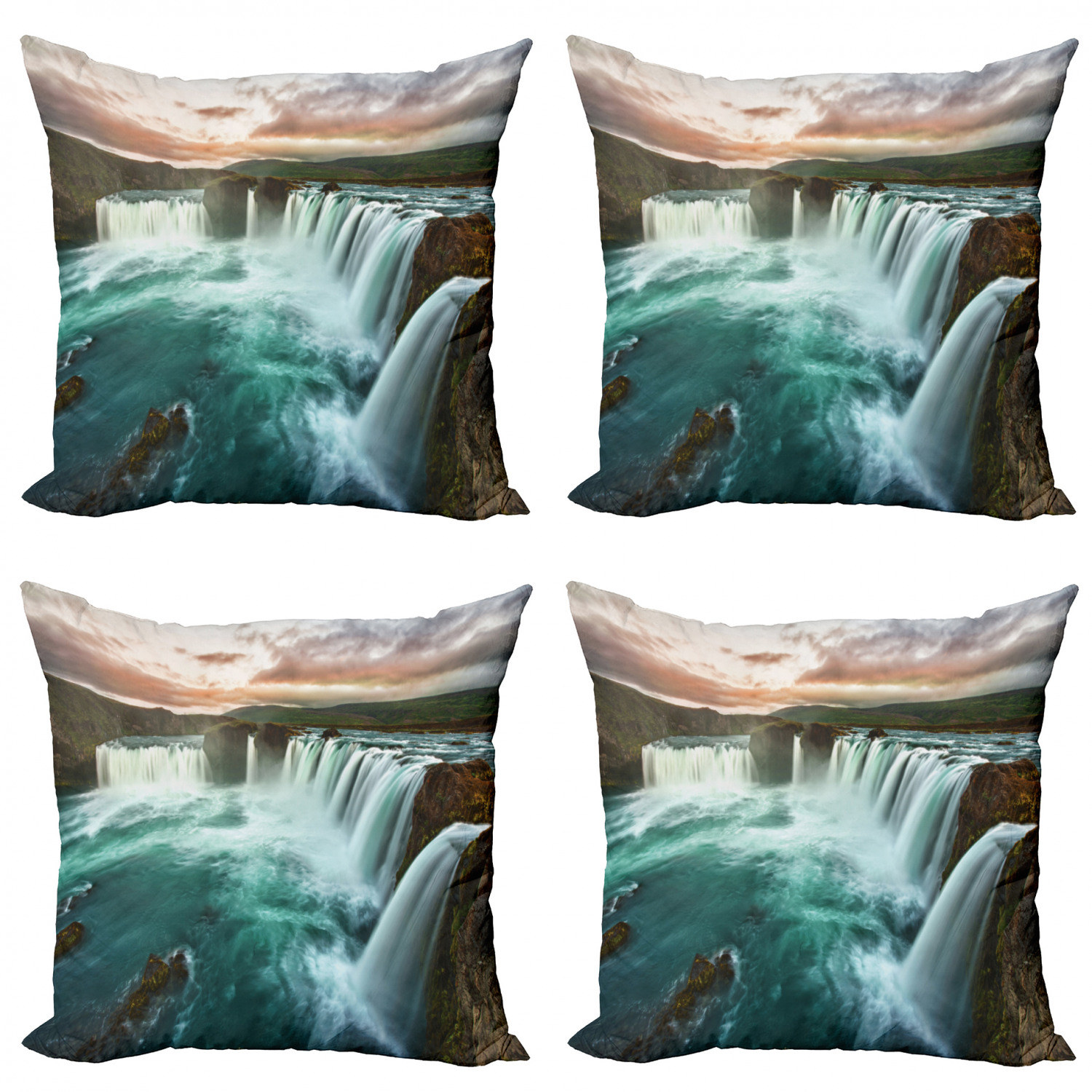 Ambesonne Colorful Theme Cushion Cover Set of 4 for Couch and Bed in 4 Sizes