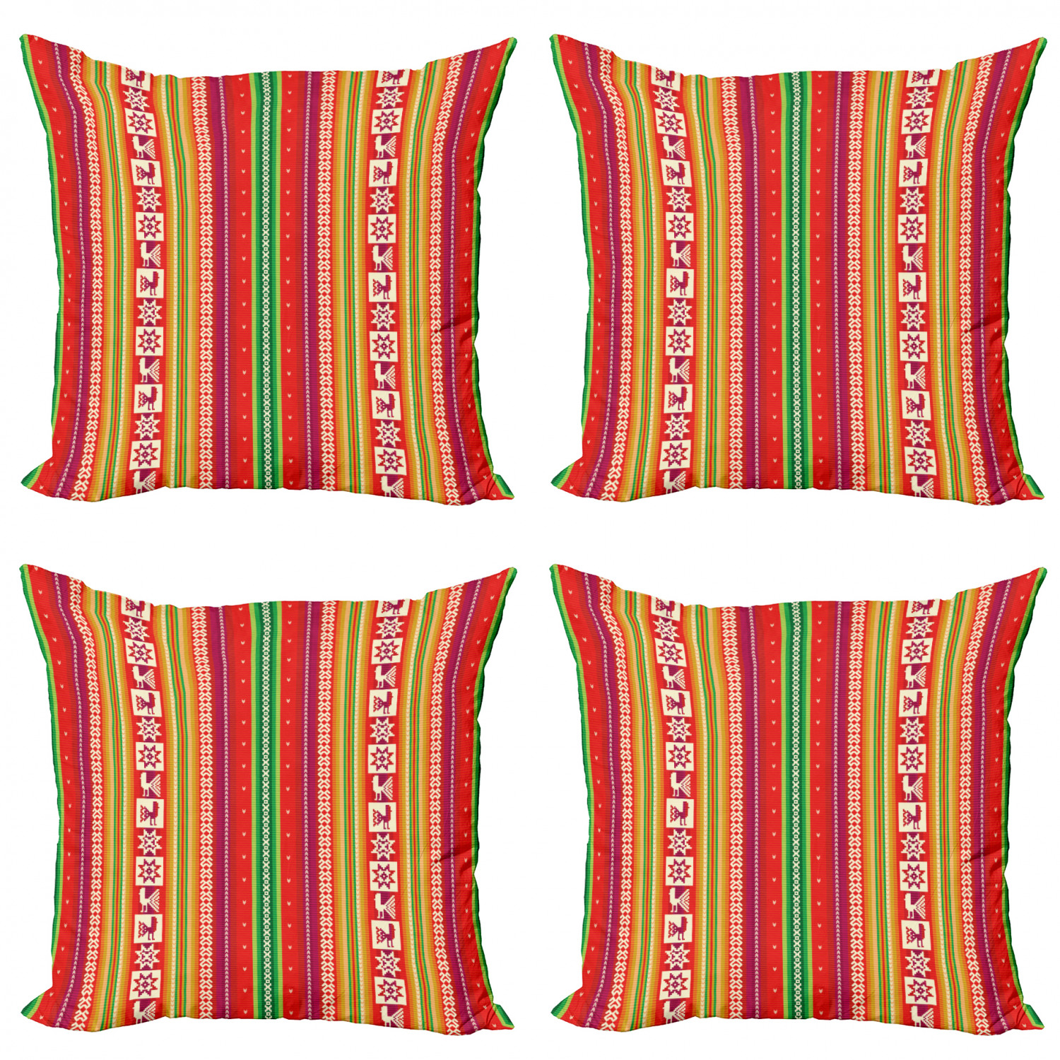 Ambesonne Colorful Theme Cushion Cover Set of 4 for Couch and Bed in 4 Sizes