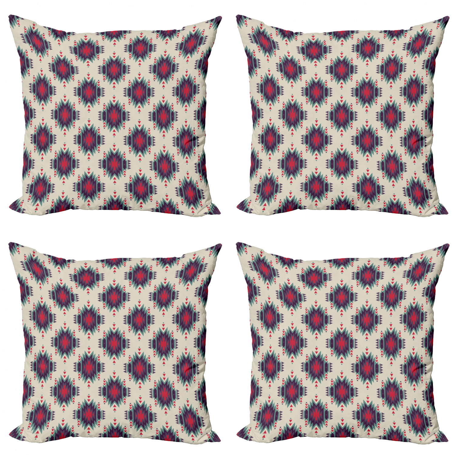 Ambesonne Colorful Theme Cushion Cover Set of 4 for Couch and Bed in 4 Sizes