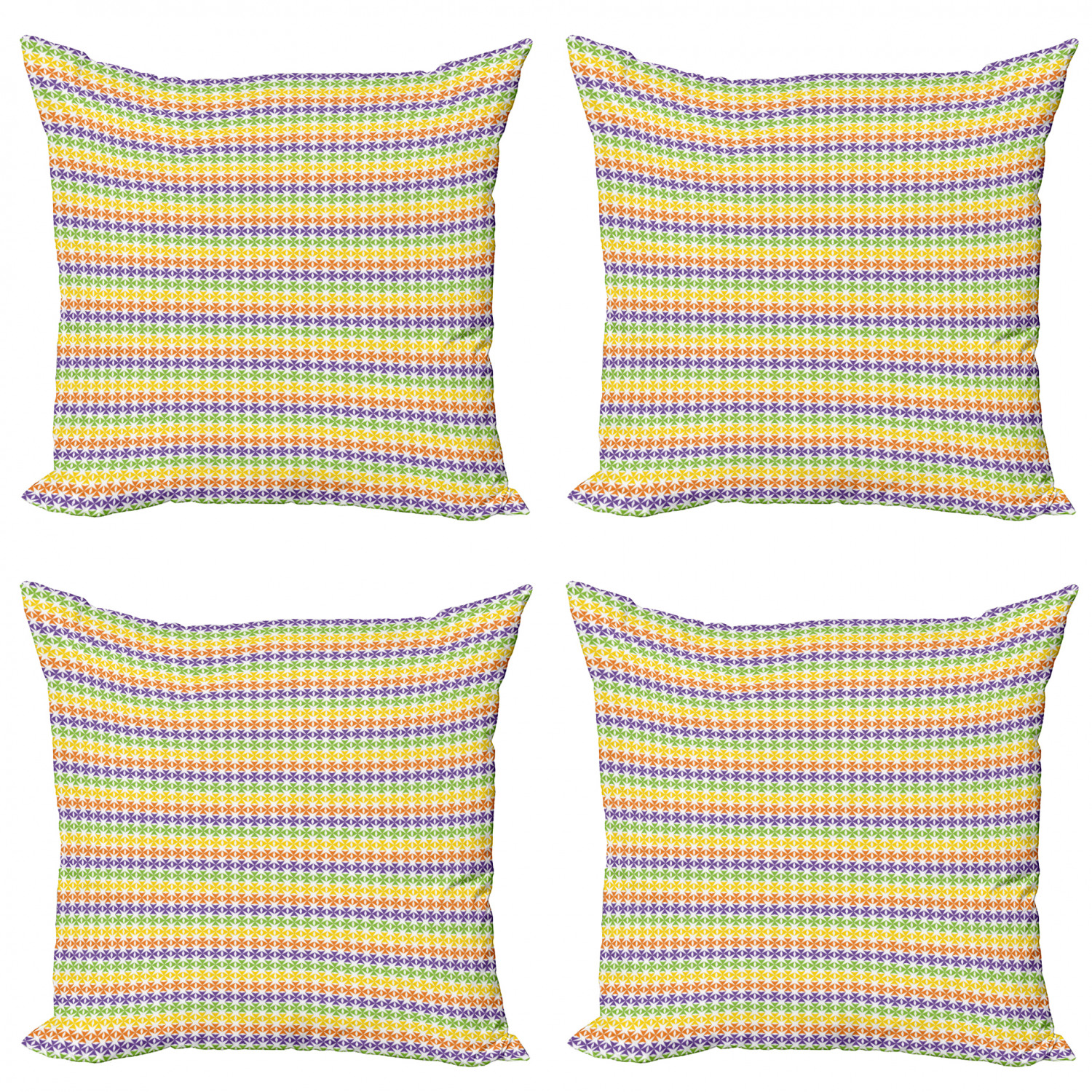 Ambesonne Colorful Theme Cushion Cover Set of 4 for Couch and Bed in 4 Sizes