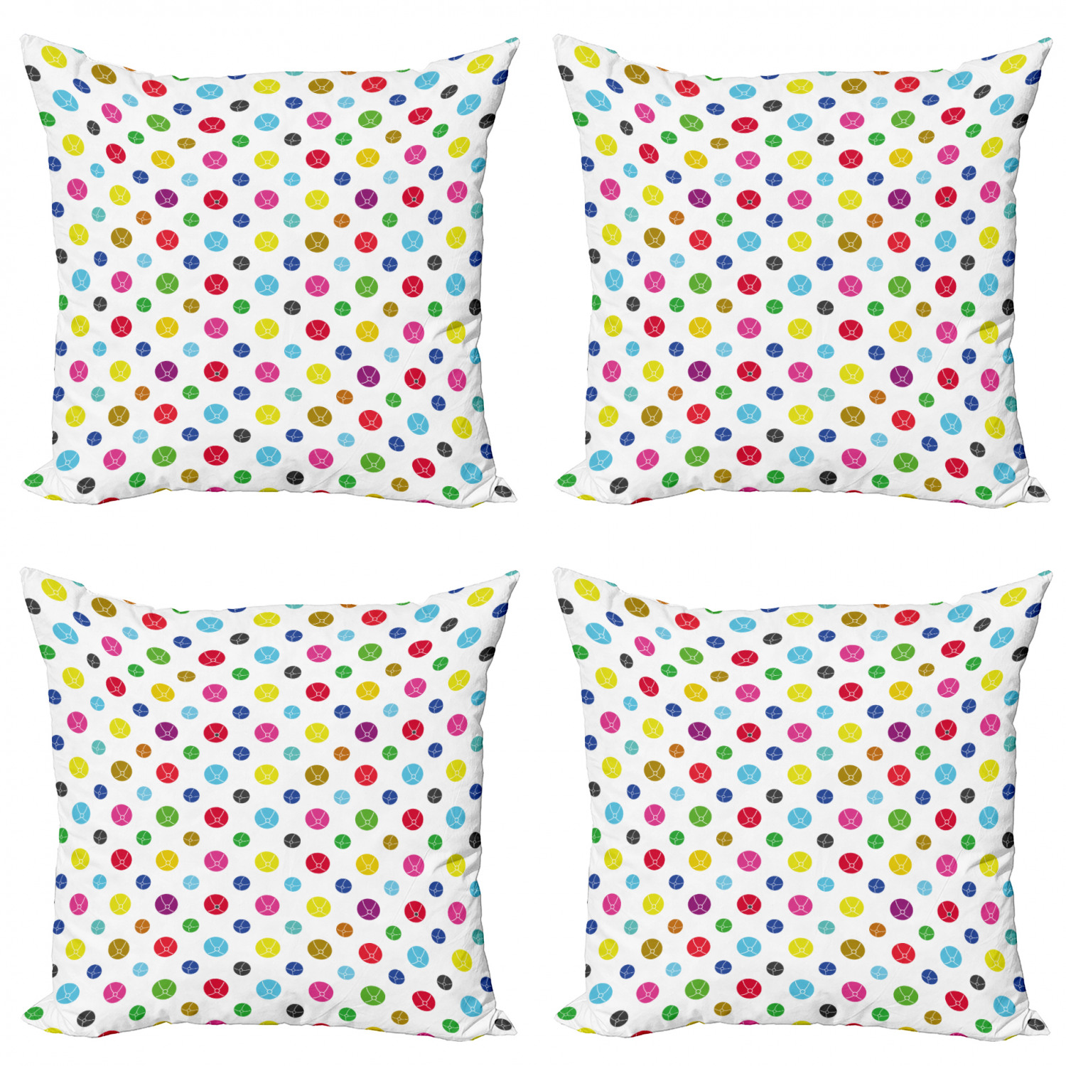 Ambesonne Colorful Theme Cushion Cover Set of 4 for Couch and Bed in 4 Sizes