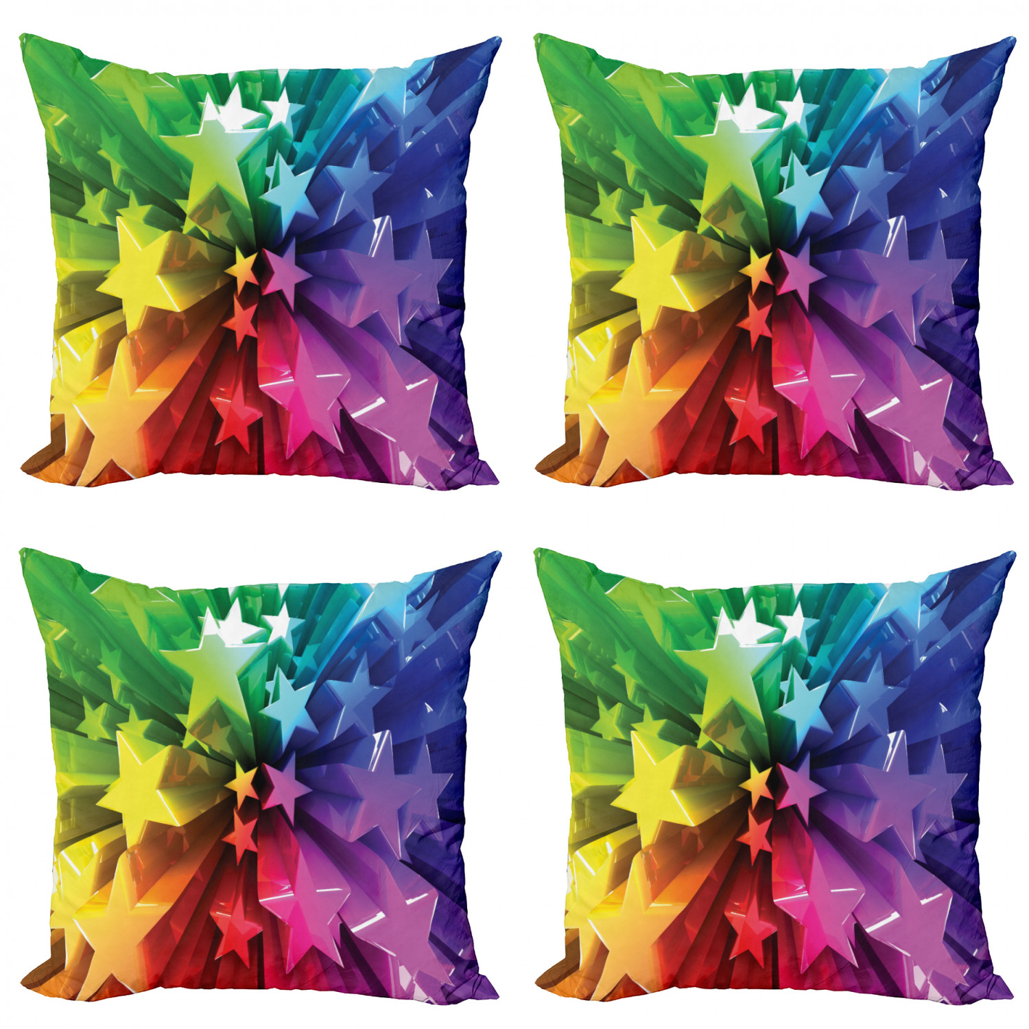 Ambesonne Colorful Theme Cushion Cover Set of 4 for Couch and Bed in 4 Sizes