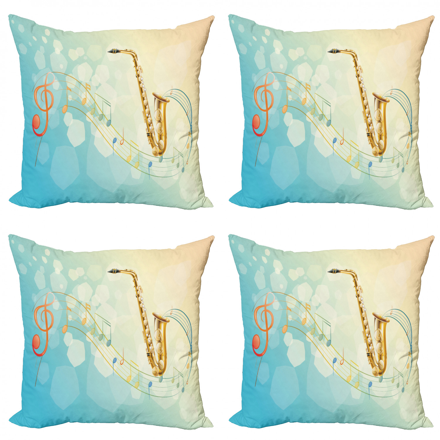 Ambesonne Colorful Theme Cushion Cover Set of 4 for Couch and Bed in 4 Sizes