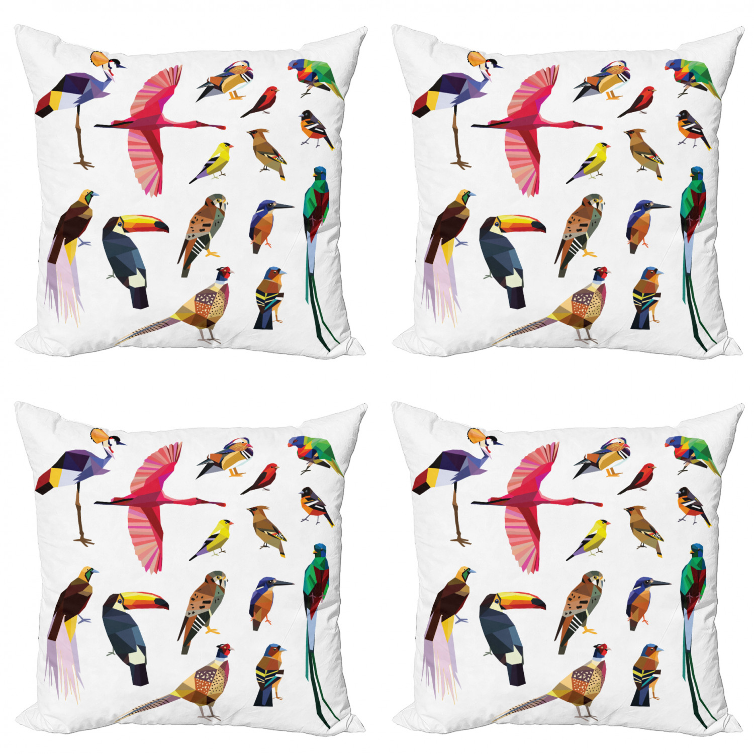 Ambesonne Colorful Theme Cushion Cover Set of 4 for Couch and Bed in 4 Sizes