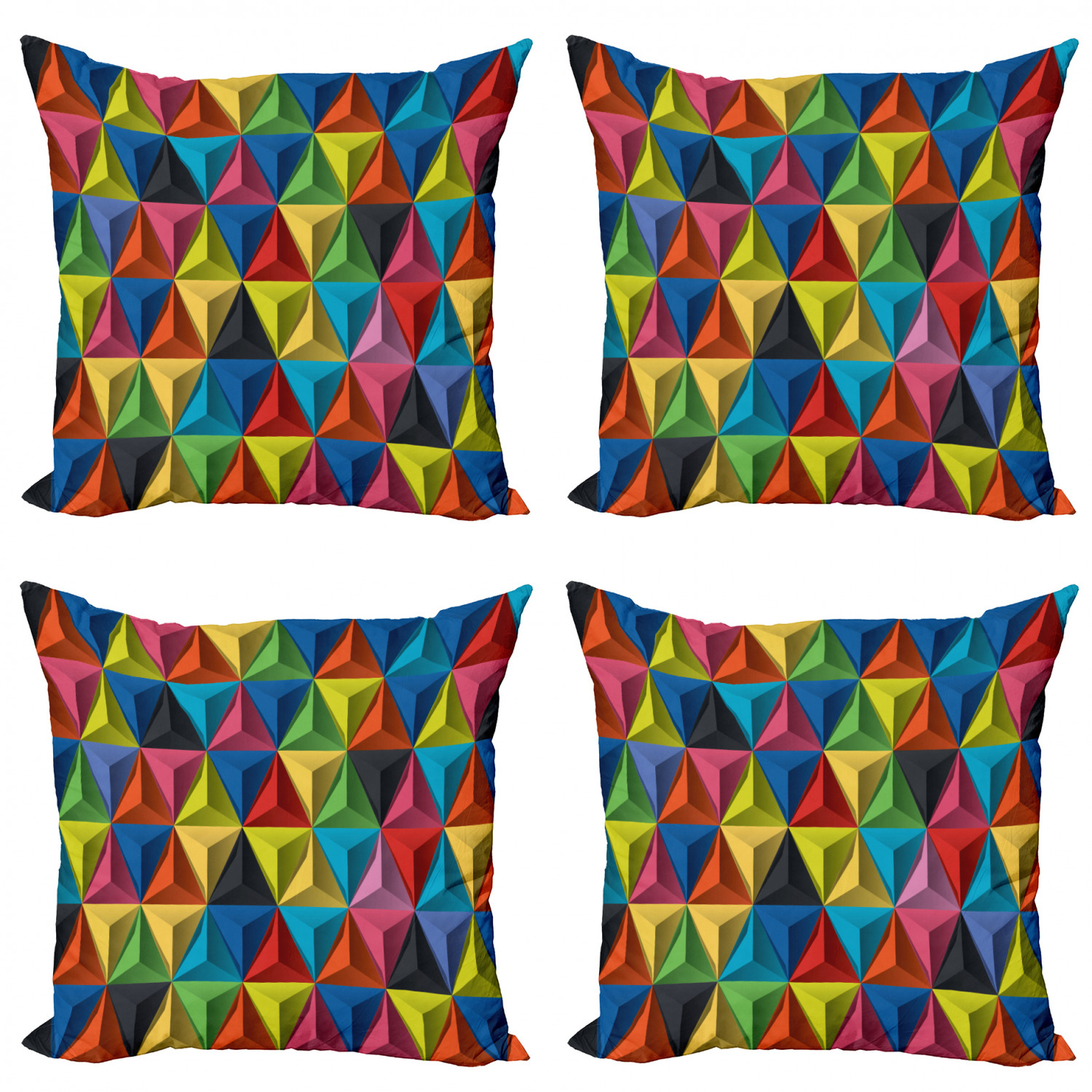 Ambesonne Colorful Theme Cushion Cover Set of 4 for Couch and Bed in 4 Sizes