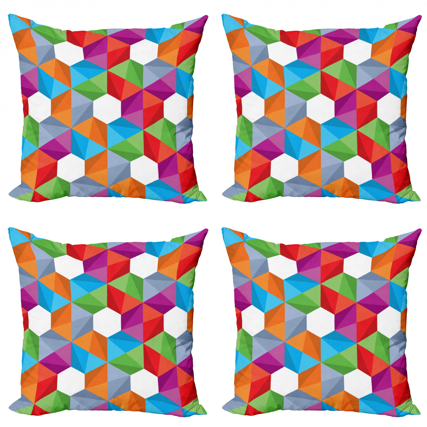 Ambesonne Colorful Theme Cushion Cover Set of 4 for Couch and Bed in 4 Sizes