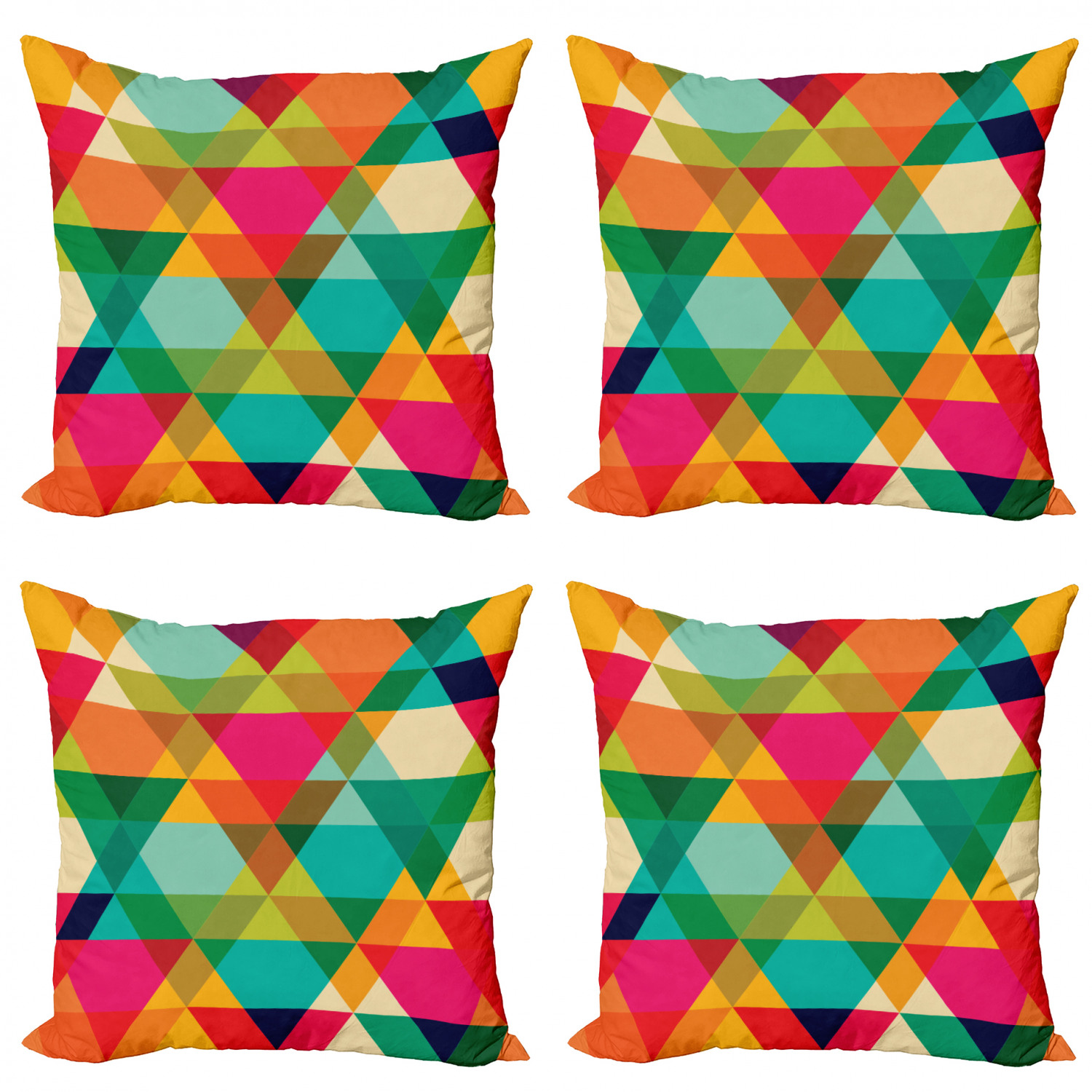 Ambesonne Colorful Theme Cushion Cover Set of 4 for Couch and Bed in 4 Sizes