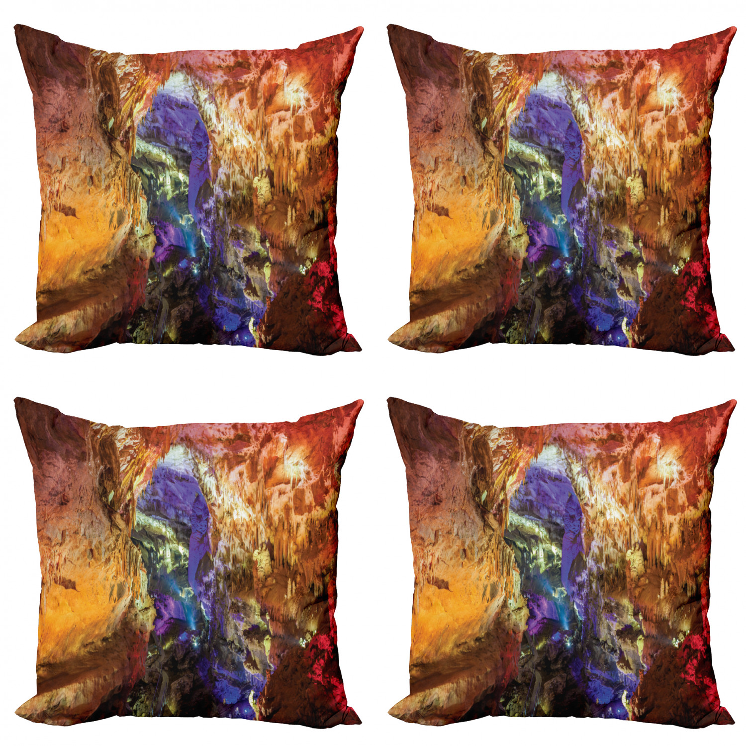 Ambesonne Colorful Theme Cushion Cover Set of 4 for Couch and Bed in 4 Sizes