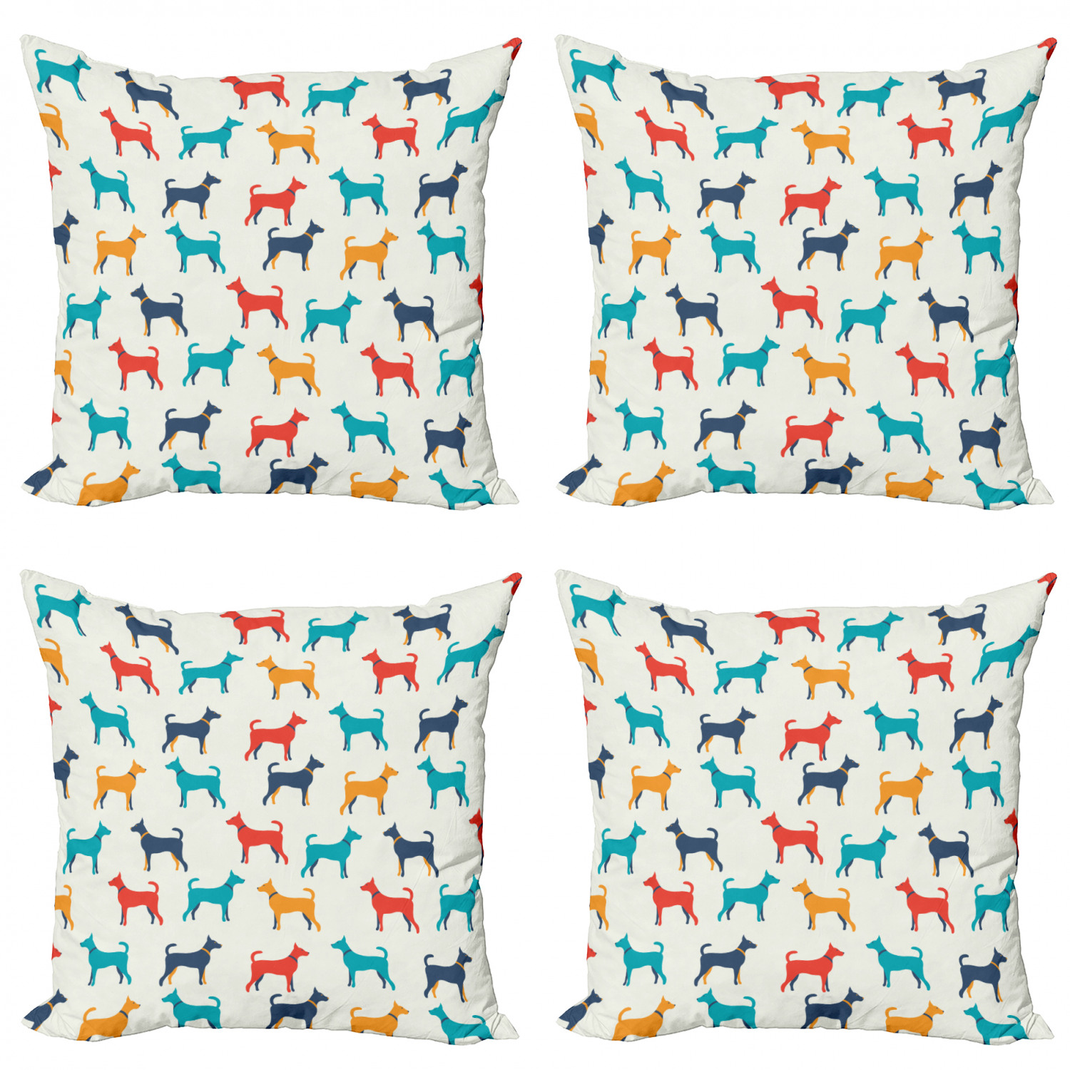 Ambesonne Colorful Theme Cushion Cover Set of 4 for Couch and Bed in 4 Sizes