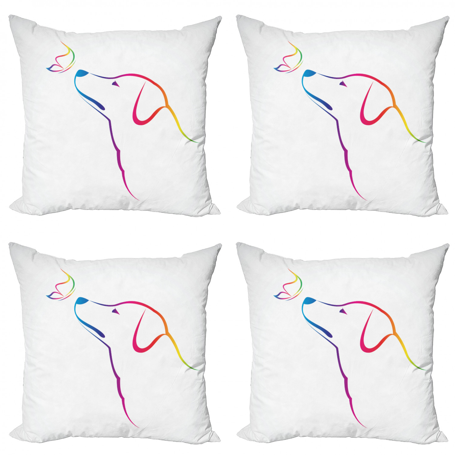 Ambesonne Colorful Theme Cushion Cover Set of 4 for Couch and Bed in 4 Sizes