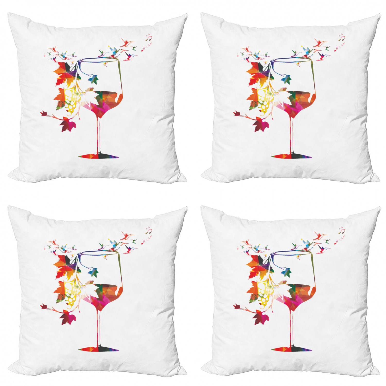 Ambesonne Colorful Theme Cushion Cover Set of 4 for Couch and Bed in 4 Sizes