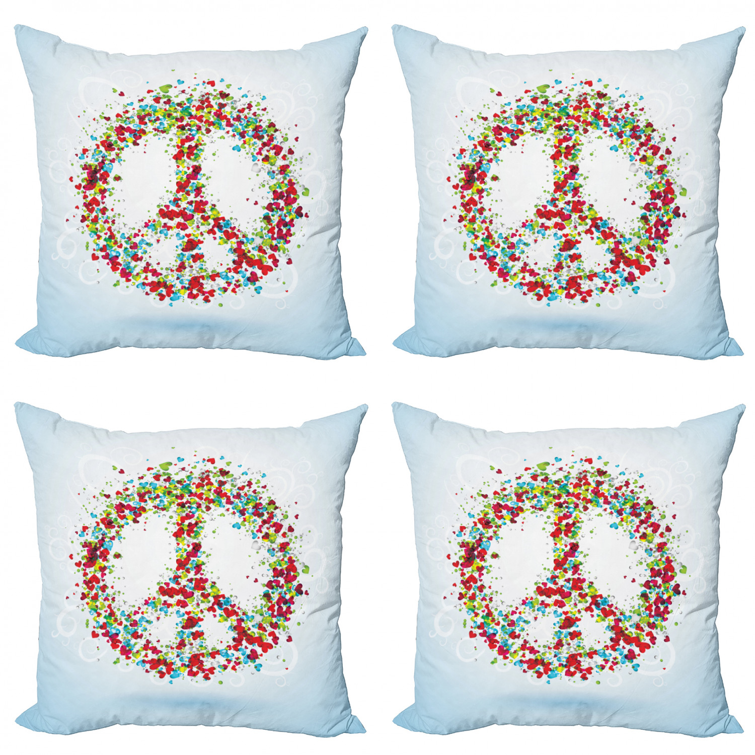 Ambesonne Colorful Theme Cushion Cover Set of 4 for Couch and Bed in 4 Sizes