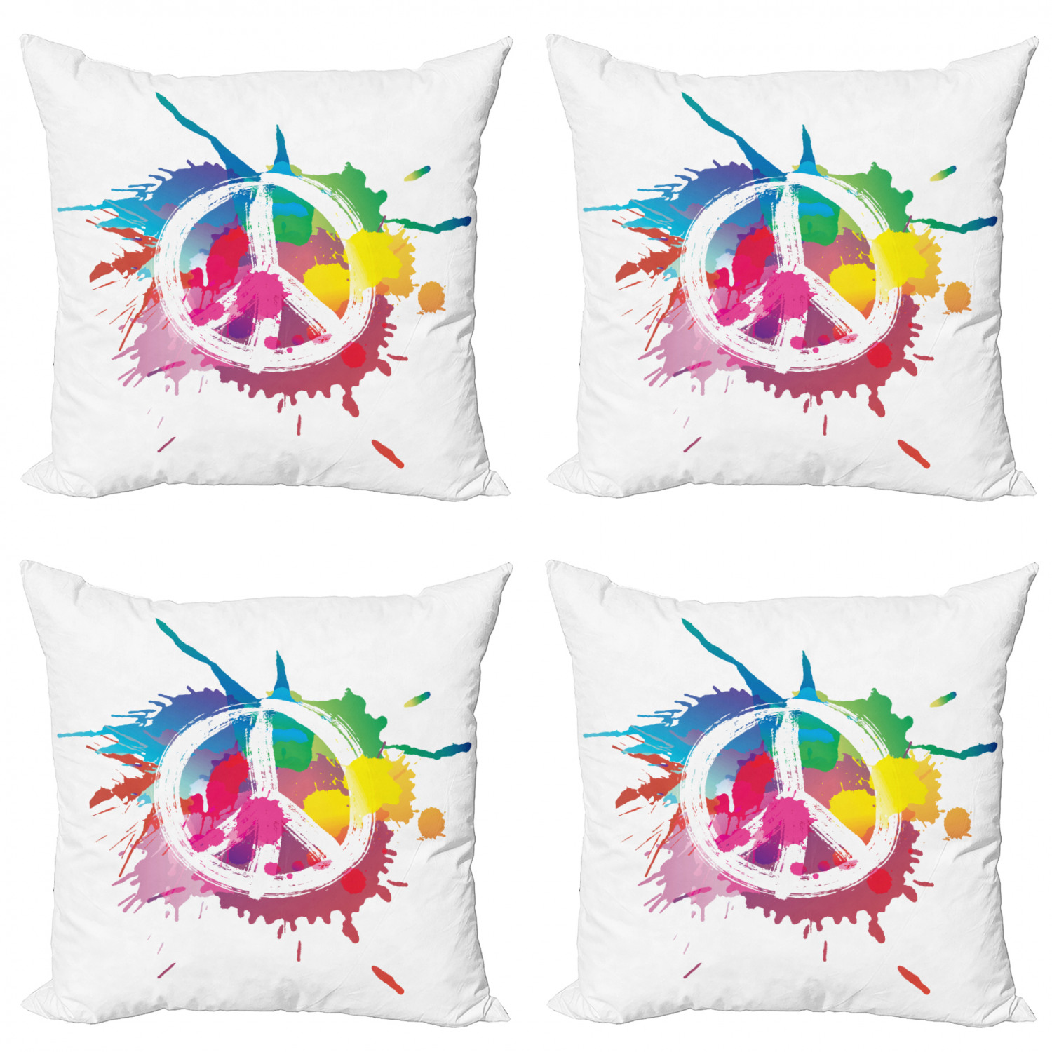 Ambesonne Colorful Theme Cushion Cover Set of 4 for Couch and Bed in 4 Sizes