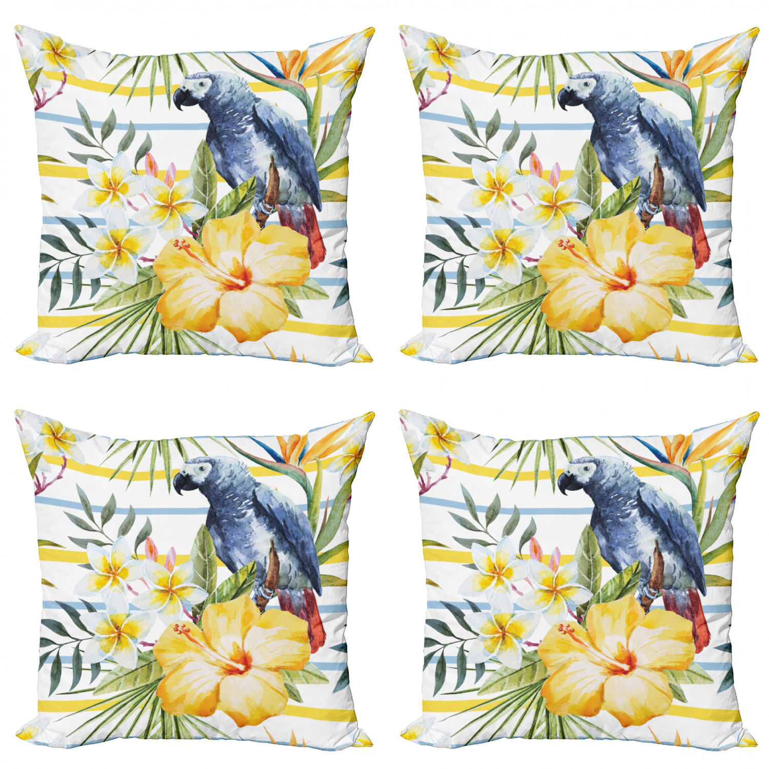 Ambesonne Colorful Theme Cushion Cover Set of 4 for Couch and Bed in 4 Sizes