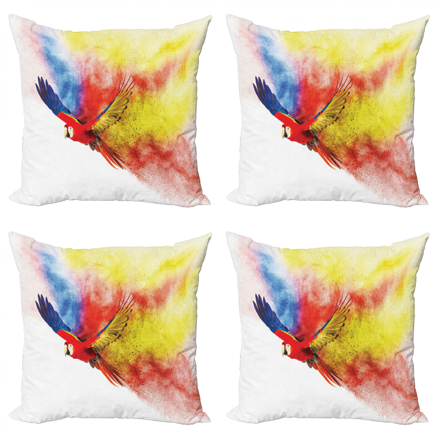 Ambesonne Colorful Theme Cushion Cover Set of 4 for Couch and Bed in 4 Sizes