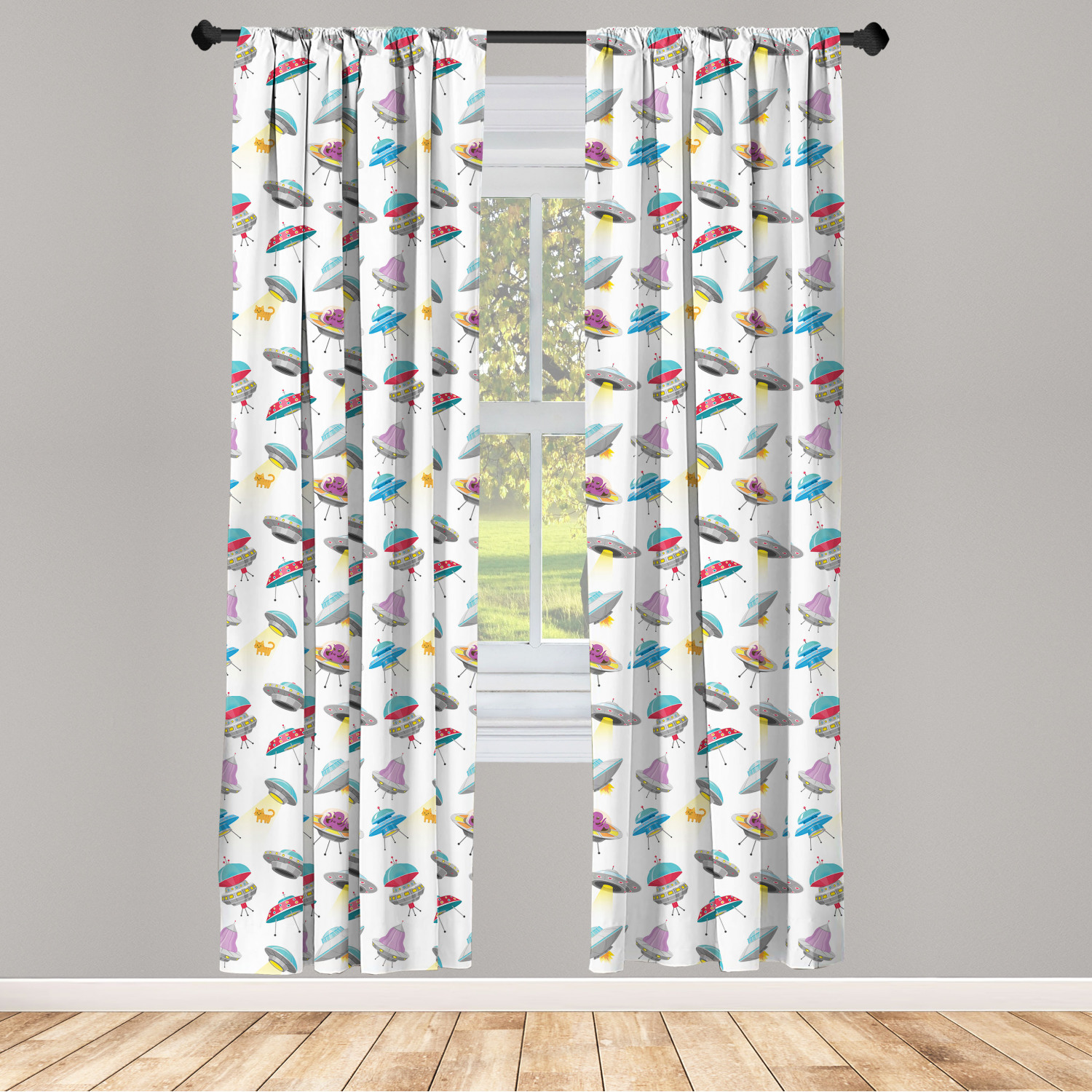 Alien Microfiber Curtains 2 Panel Set Living Room Bedroom in 3 Sizes - Picture 24 of 56