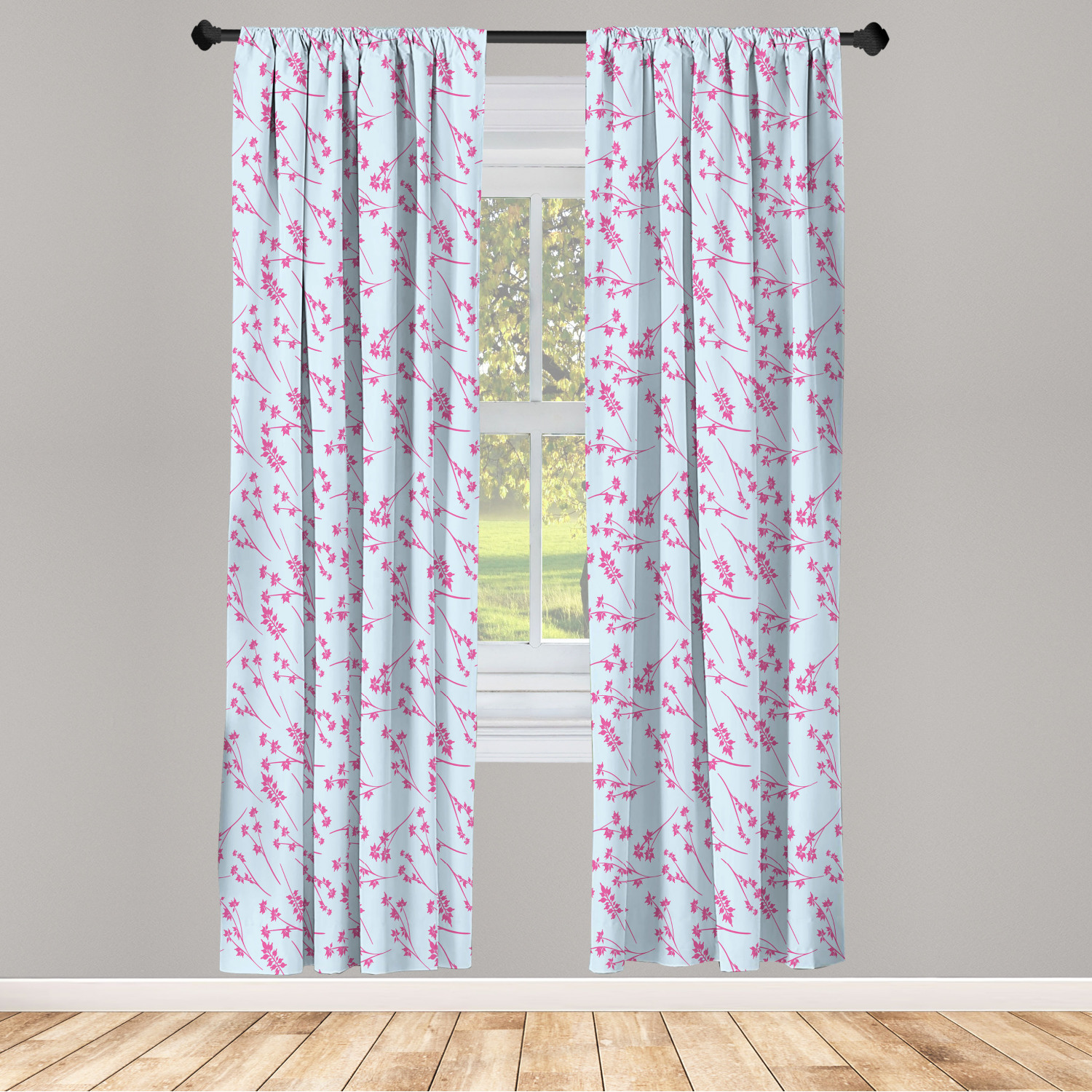 Blue and Pink Microfiber Curtains 2 Panel Set Living Room Bedroom in 3 ...