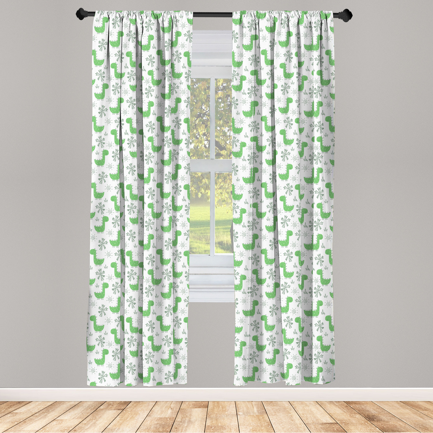 Dino Microfiber Curtains 2 Panel Set Living Room Bedroom in 3 Sizes 