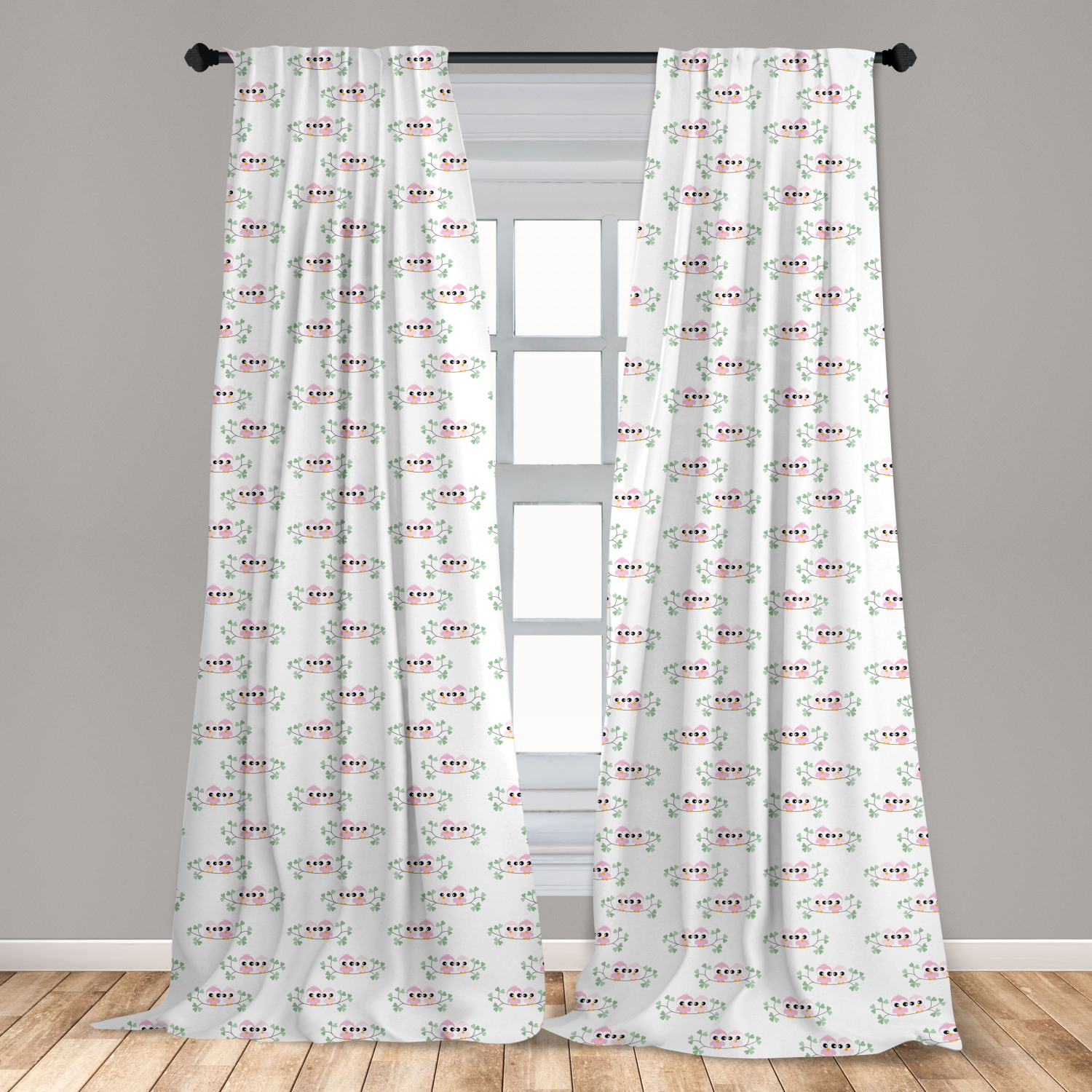 Owl Print Microfiber Curtains 2 Panel Set Living Room Bedroom in 3 Sizes - Picture 13 of 52