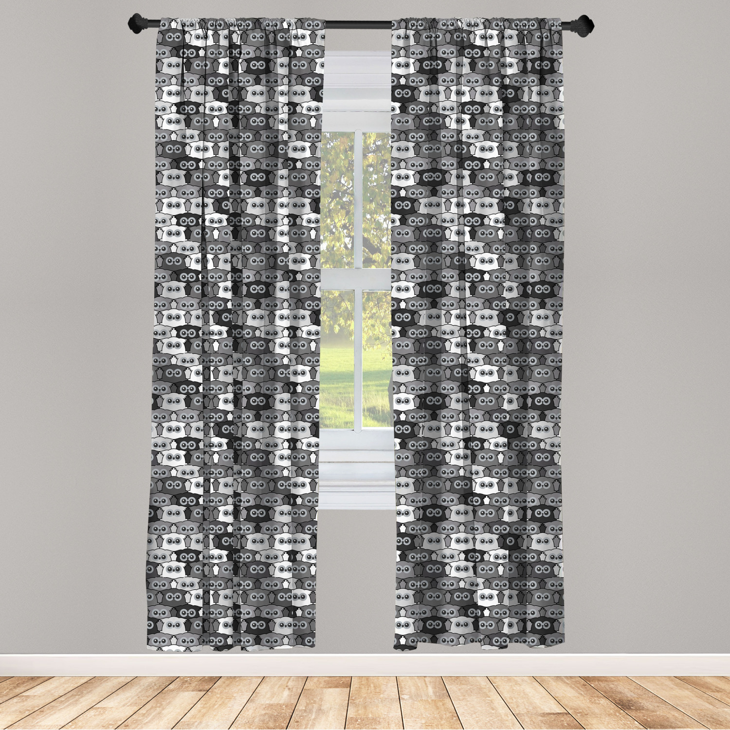 Owl Print Microfiber Curtains 2 Panel Set Living Room Bedroom in 3 Sizes - Picture 40 of 52