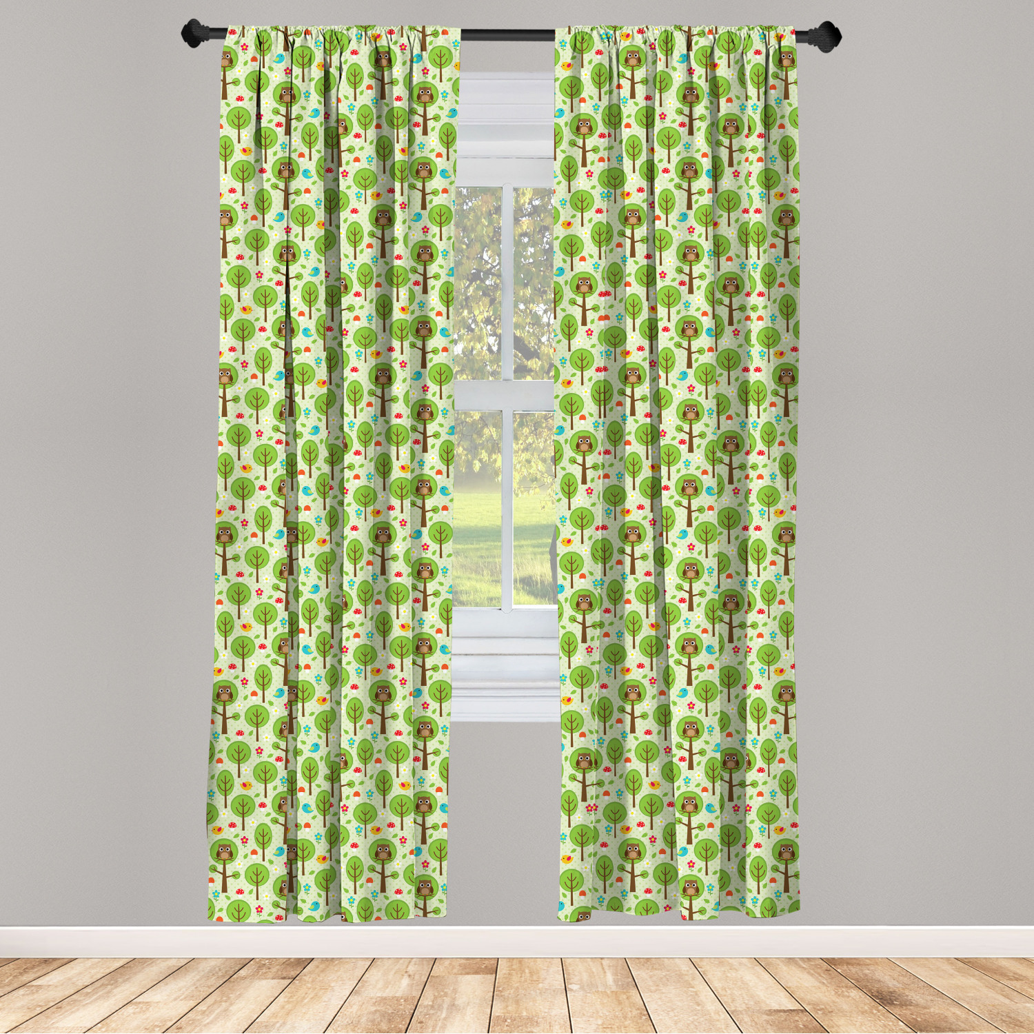 Owl Print Microfiber Curtains 2 Panel Set Living Room Bedroom in 3 Sizes - Picture 46 of 52