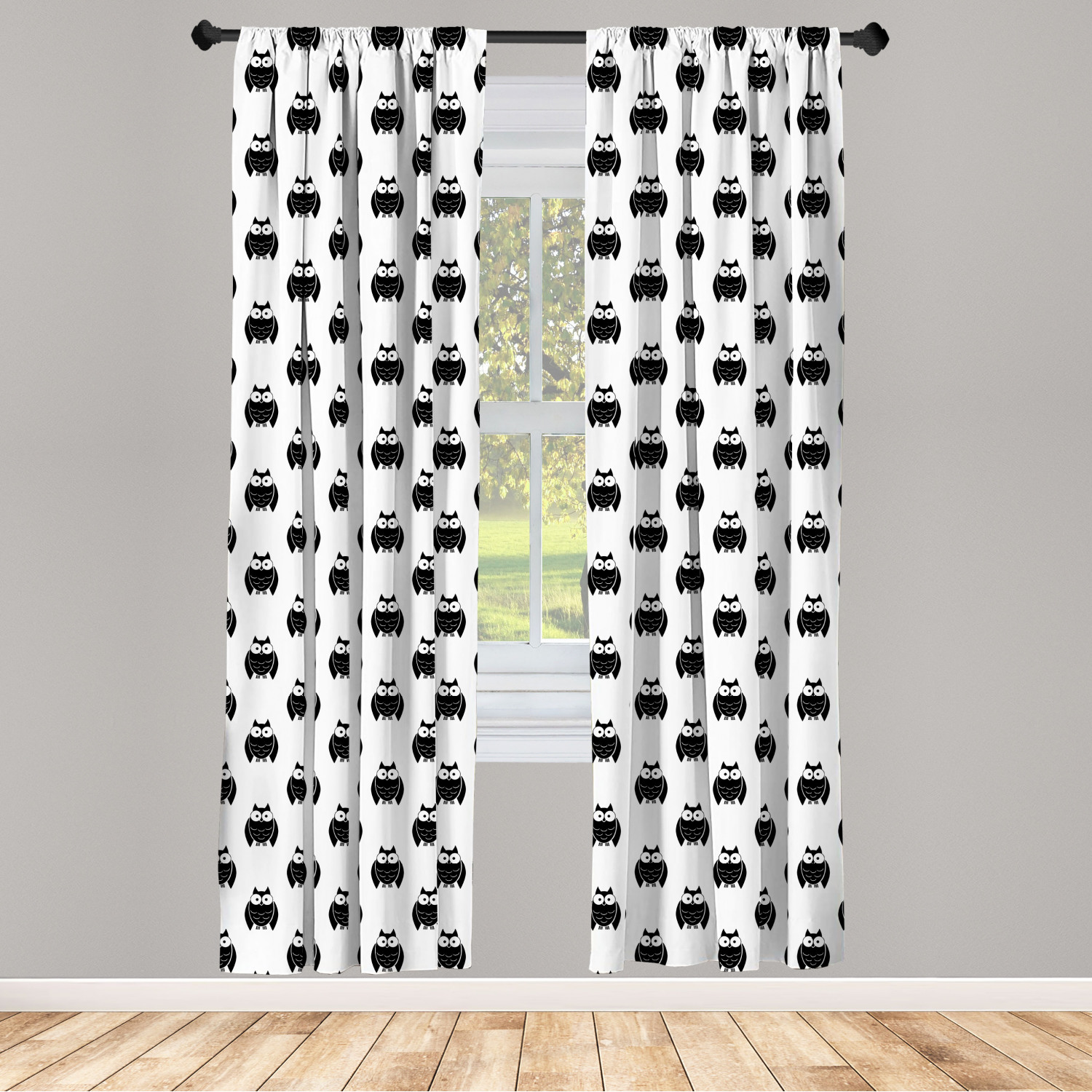 Owl Print Microfiber Curtains 2 Panel Set Living Room Bedroom in 3 Sizes - Picture 44 of 52