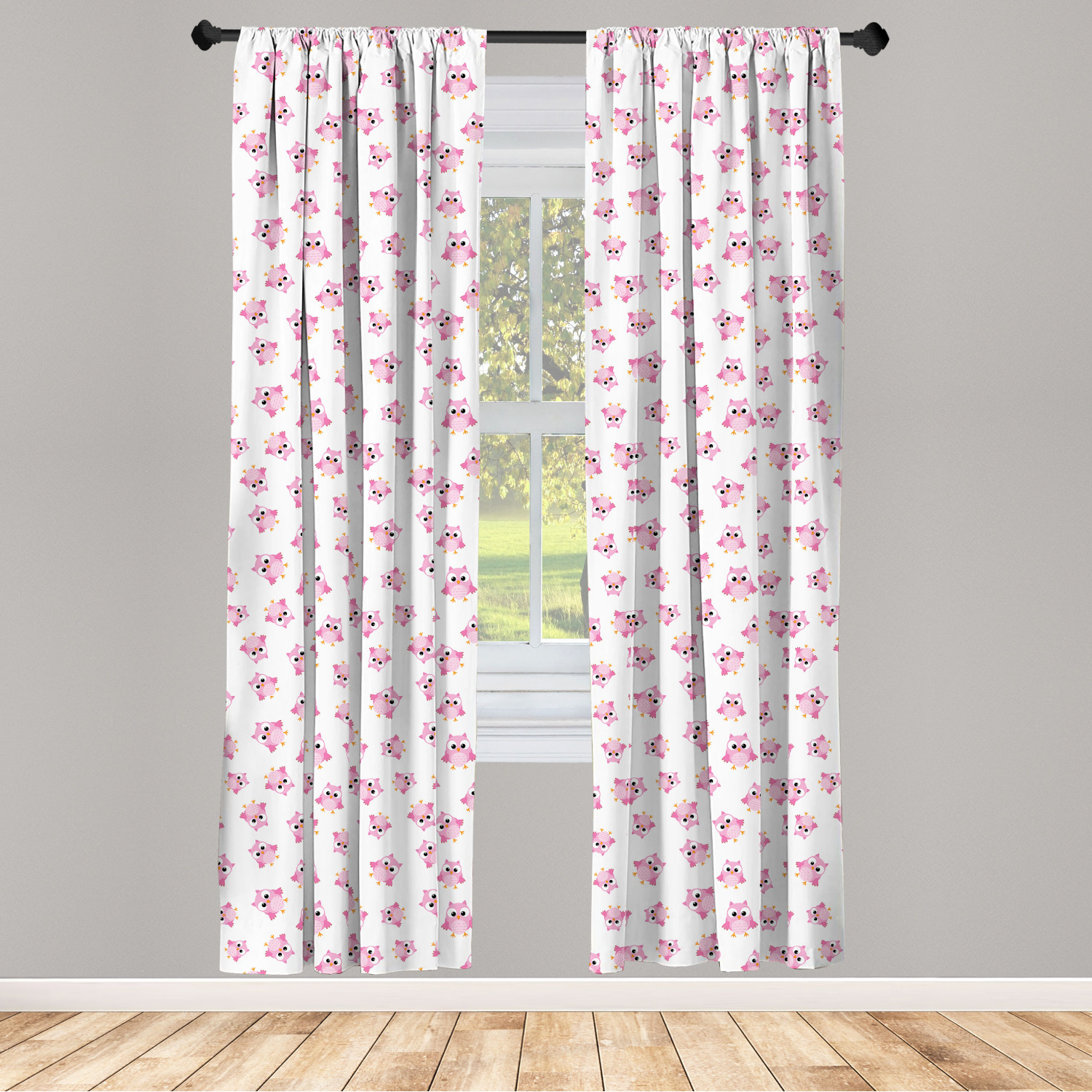 Owl Print Microfiber Curtains 2 Panel Set Living Room Bedroom in 3 Sizes - Picture 26 of 52