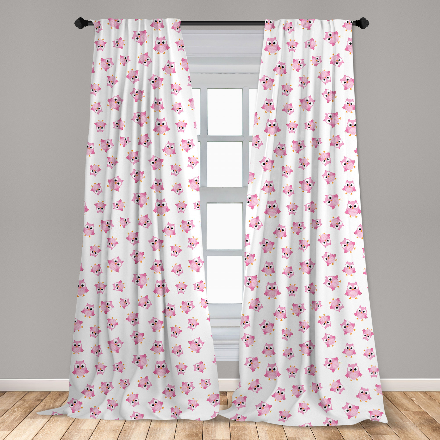 Owl Print Microfiber Curtains 2 Panel Set Living Room Bedroom in 3 Sizes - Picture 25 of 52
