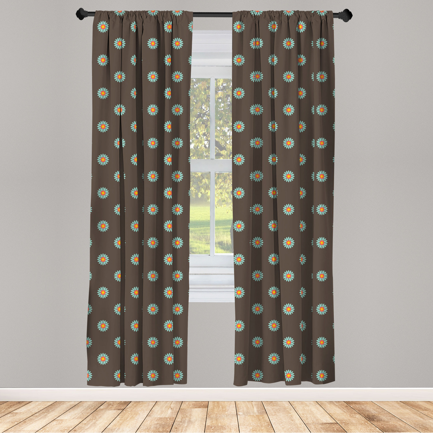 Yellow Brown Microfiber Curtains 2 Panel Set Living Room Bedroom in 3