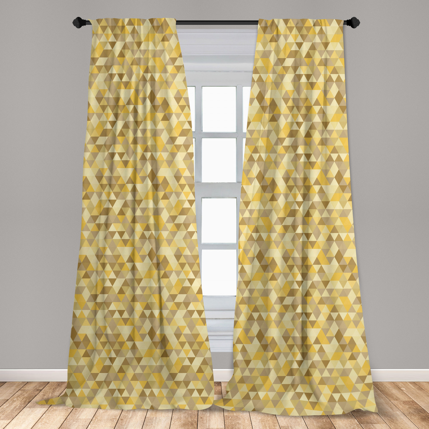 Yellow Brown Microfiber Curtains 2 Panel Set Living Room Bedroom in 3 ...