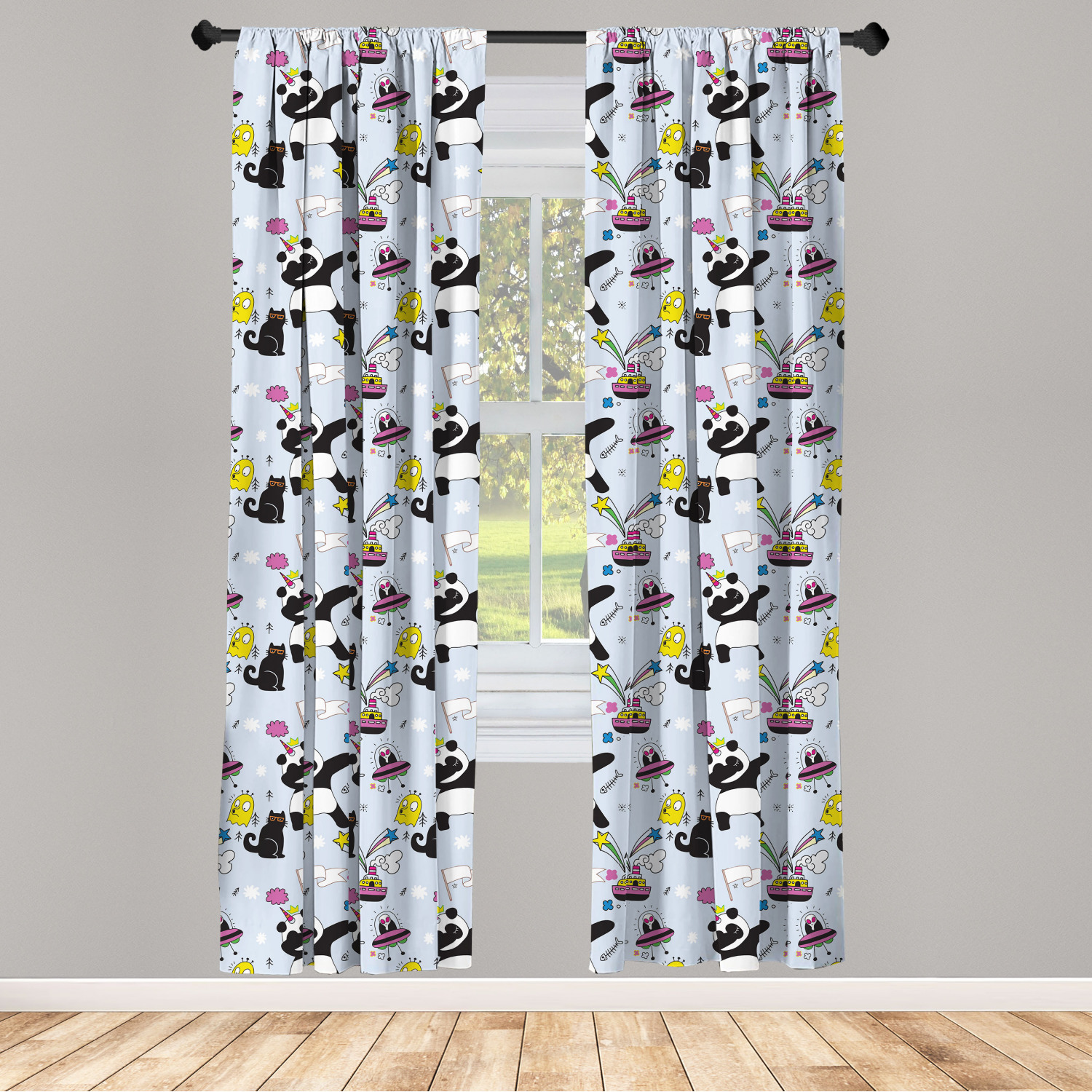 Alien Microfiber Curtains 2 Panel Set Living Room Bedroom in 3 Sizes - Picture 22 of 56