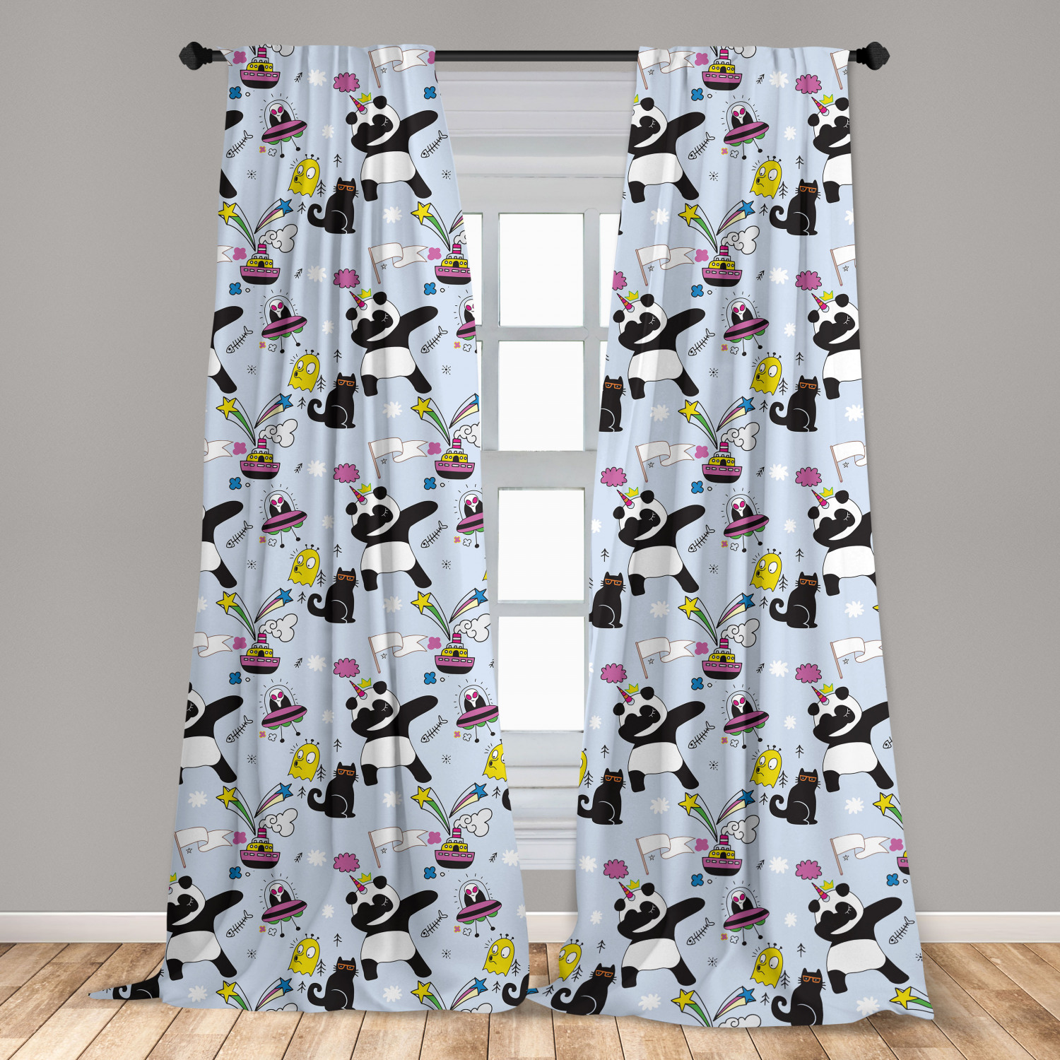 Alien Microfiber Curtains 2 Panel Set Living Room Bedroom in 3 Sizes - Picture 21 of 56