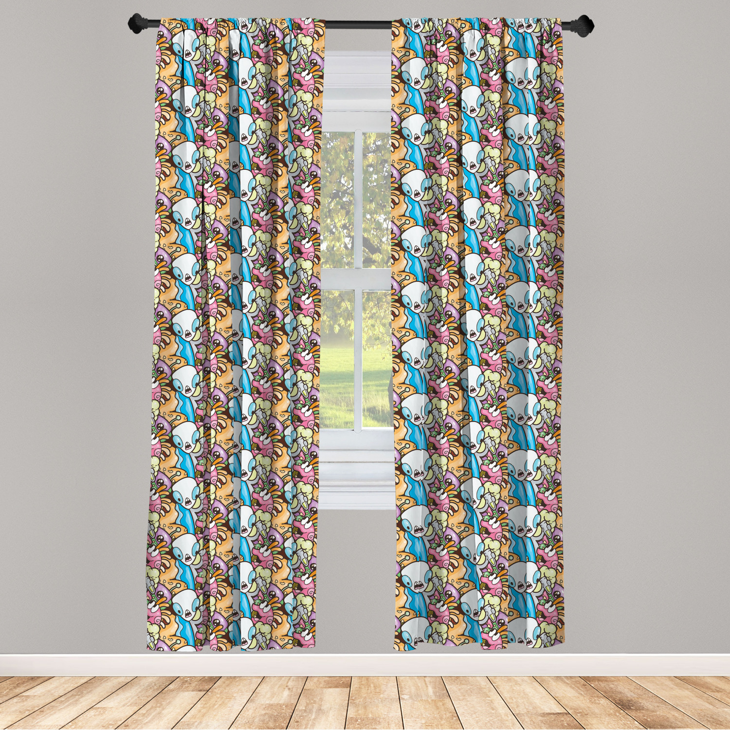 Alien Microfiber Curtains 2 Panel Set Living Room Bedroom in 3 Sizes - Picture 12 of 56