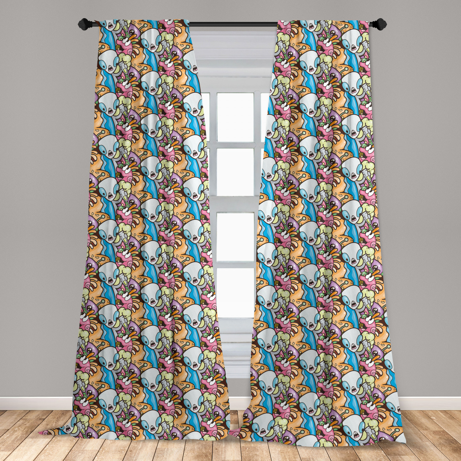 Alien Microfiber Curtains 2 Panel Set Living Room Bedroom in 3 Sizes - Picture 11 of 56