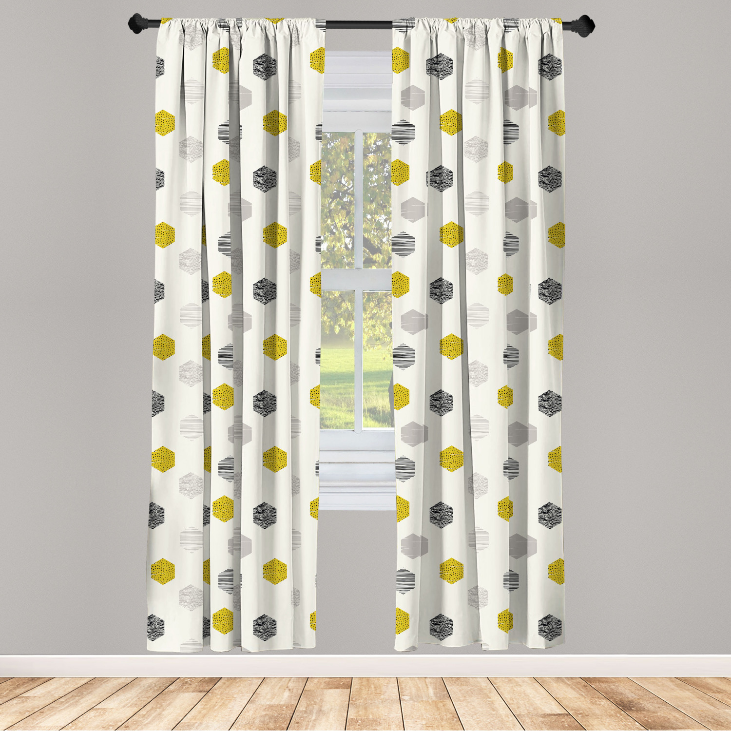 Surreal Modern Microfiber Curtains 2 Panel Set Living Room Bedroom in 3 Sizes - Picture 58 of 118