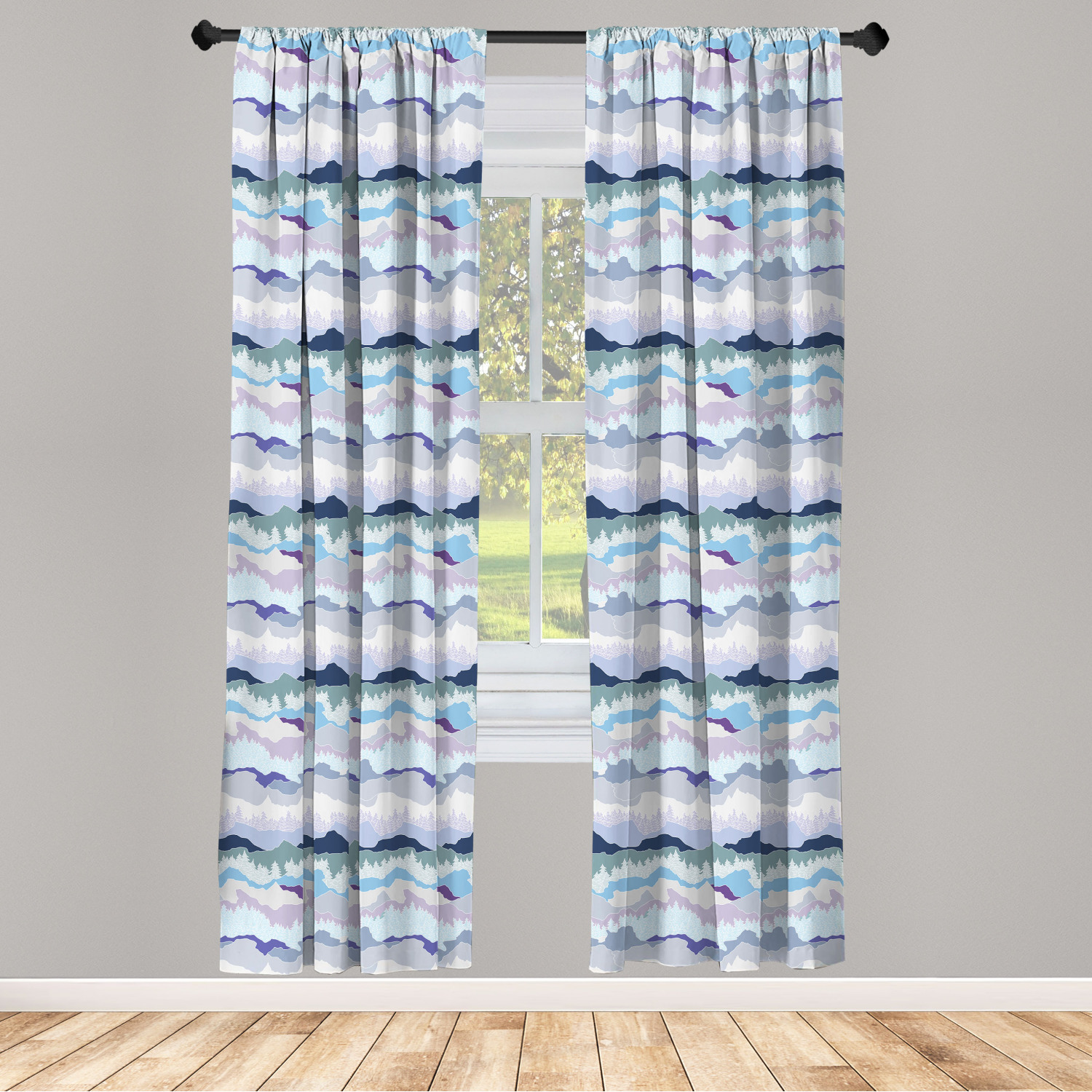 Surreal Modern Microfiber Curtains 2 Panel Set Living Room Bedroom in 3 Sizes - Picture 72 of 118