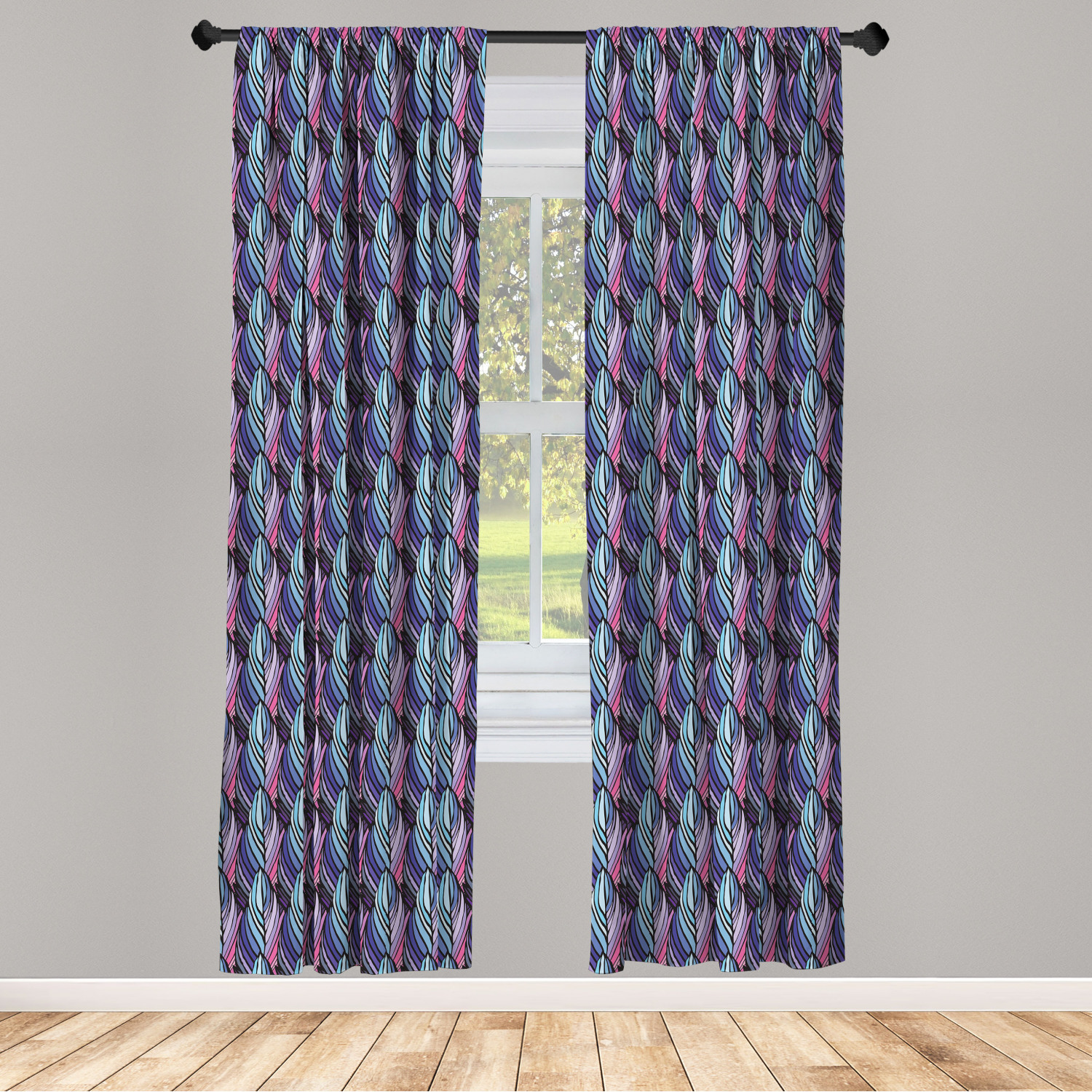 Surreal Modern Microfiber Curtains 2 Panel Set Living Room Bedroom in 3 Sizes - Picture 18 of 118