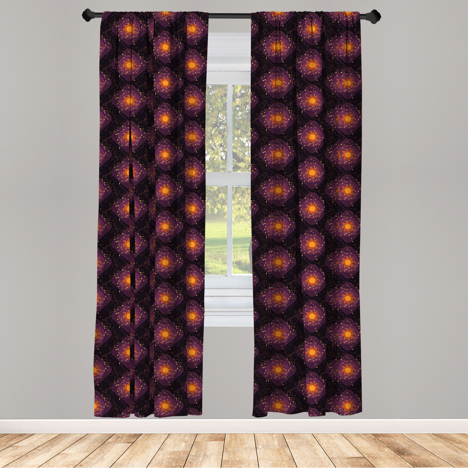 Surreal Modern Microfiber Curtains 2 Panel Set Living Room Bedroom in 3 Sizes - Picture 88 of 118