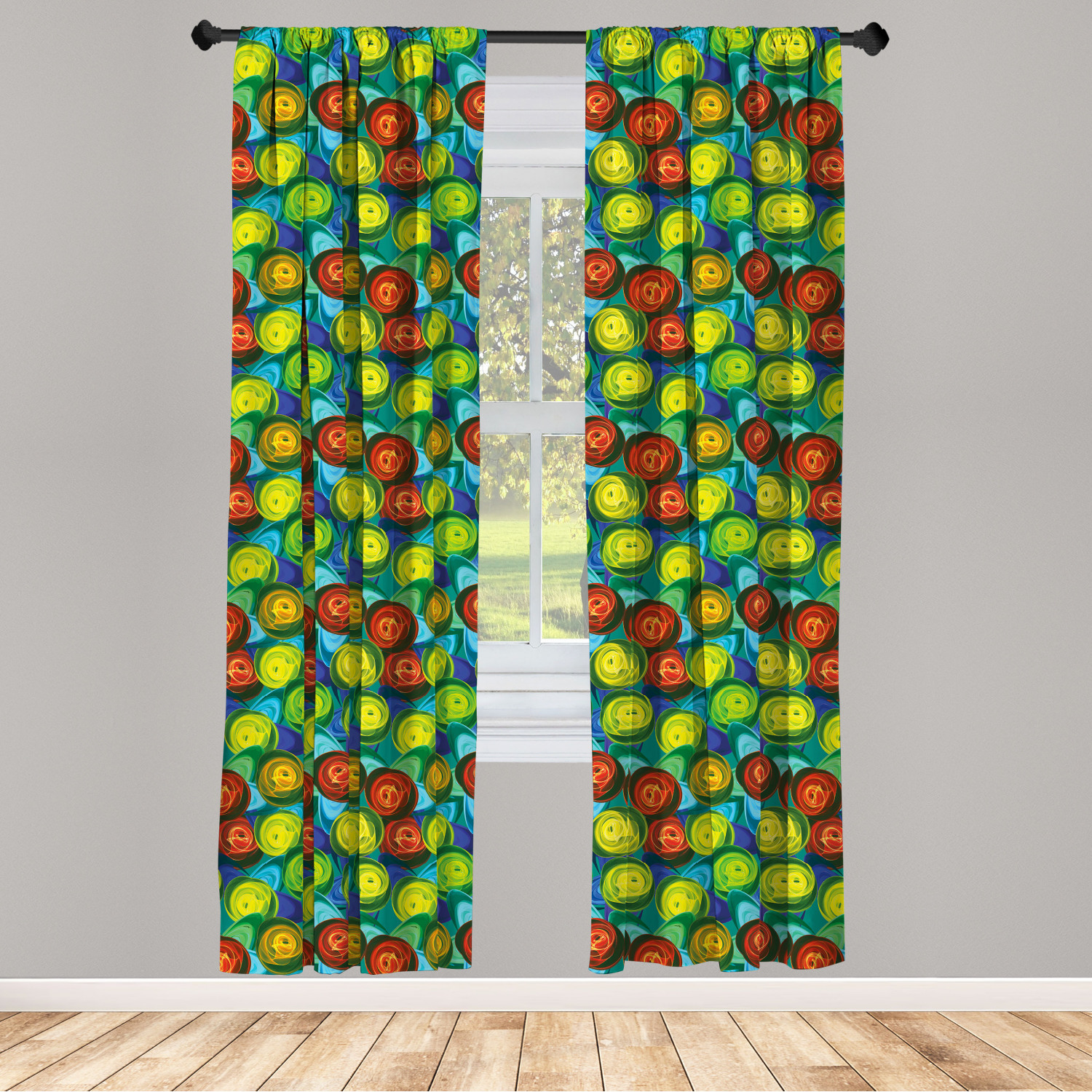 Surreal Modern Microfiber Curtains 2 Panel Set Living Room Bedroom in 3 Sizes - Picture 84 of 118