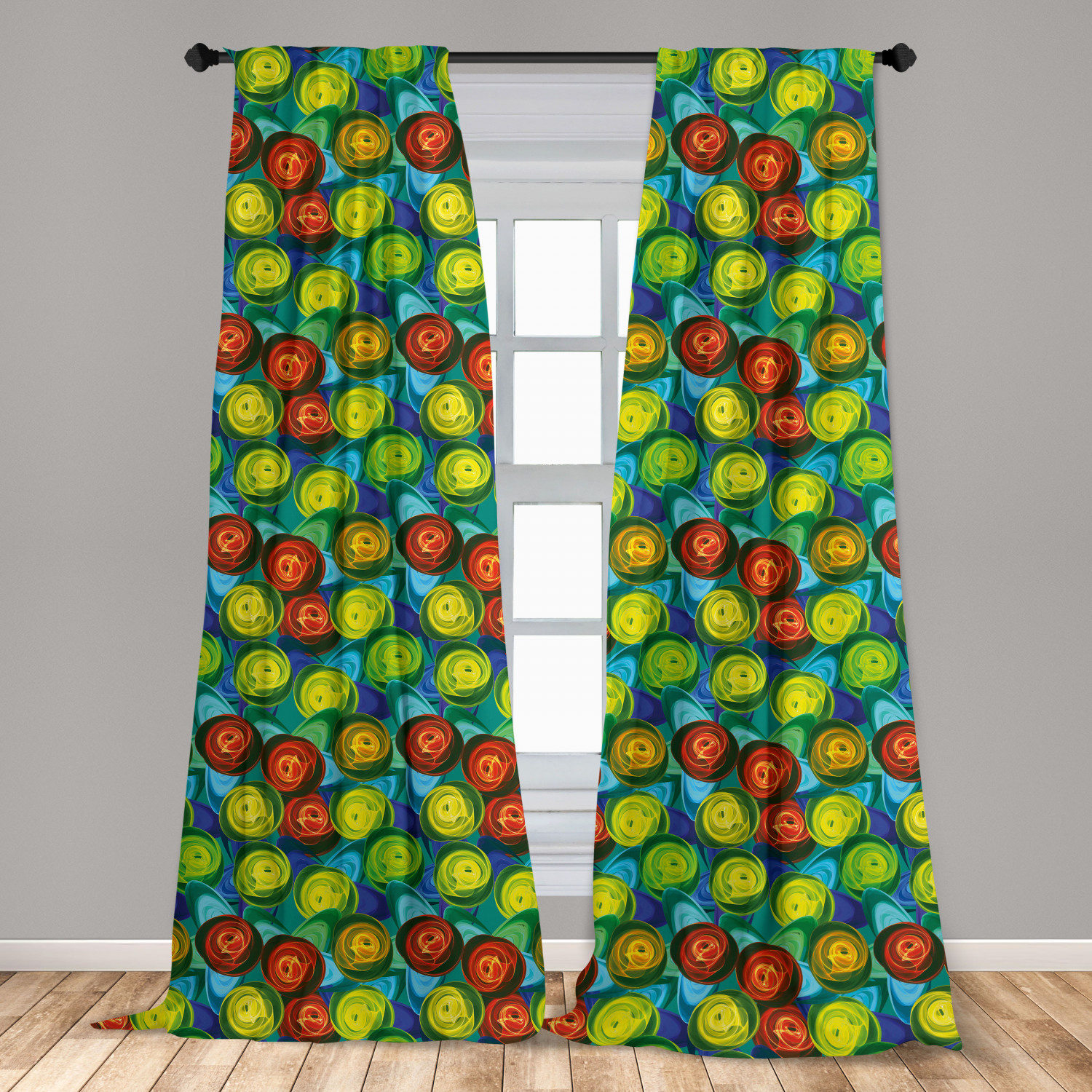 Surreal Modern Microfiber Curtains 2 Panel Set Living Room Bedroom in 3 Sizes - Picture 83 of 118