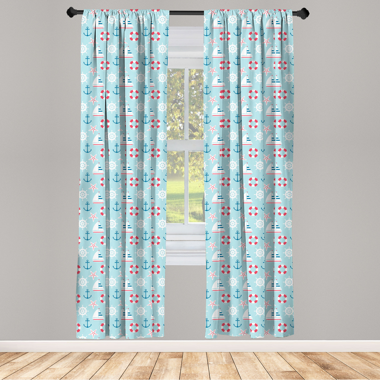 Juego de 2 paneles de cortinas de microfibra náutica azul para sala de estar dormitorio en 3 tamaños - Imagen 24 de 44