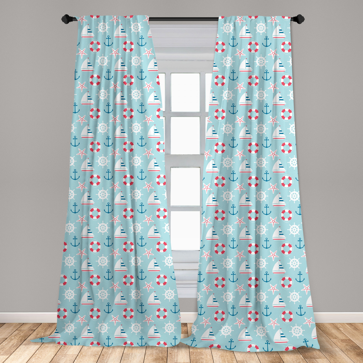 Juego de 2 paneles de cortinas de microfibra náutica azul para sala de estar dormitorio en 3 tamaños - Imagen 23 de 44