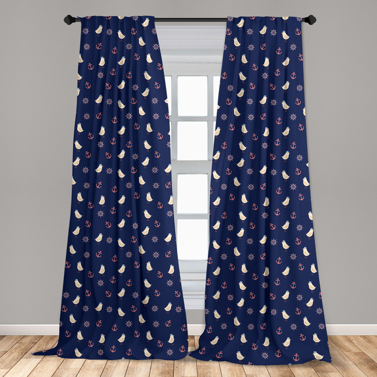 Juego de 2 paneles de cortinas de microfibra náutica azul para sala de estar dormitorio en 3 tamaños - Imagen 7 de 44
