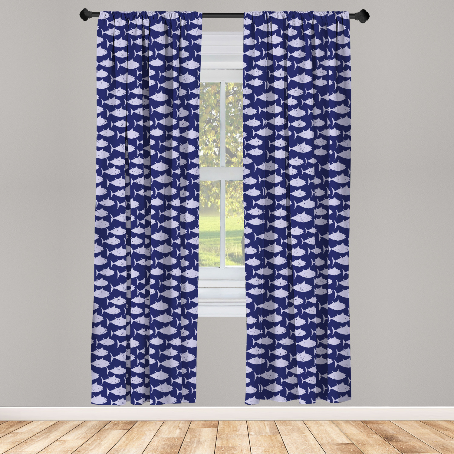 Juego de 2 paneles de cortinas de microfibra náutica azul para sala de estar dormitorio en 3 tamaños - Imagen 28 de 44