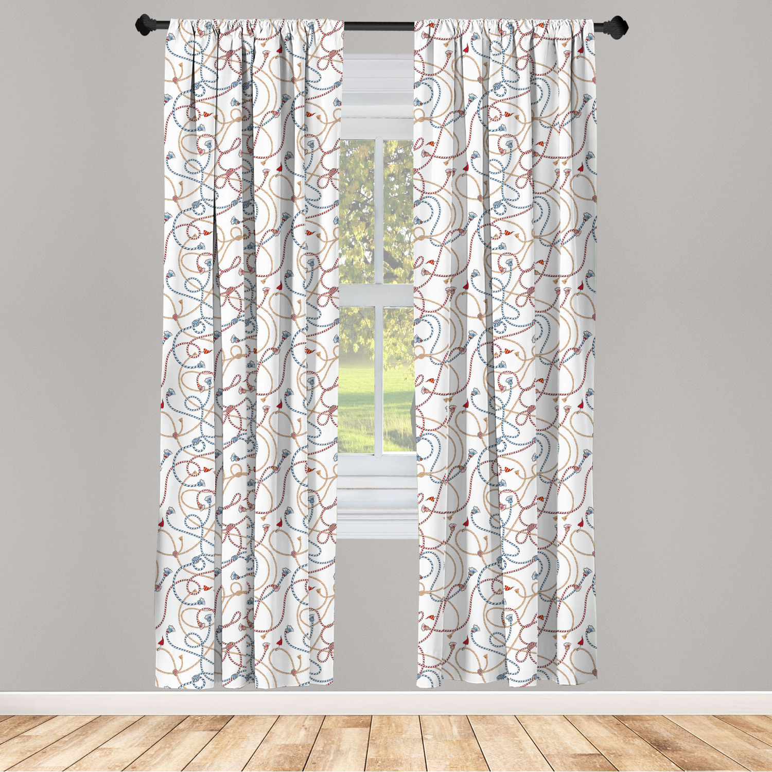 Juego de 2 paneles de cortinas de microfibra náutica azul para sala de estar dormitorio en 3 tamaños - Imagen 10 de 44