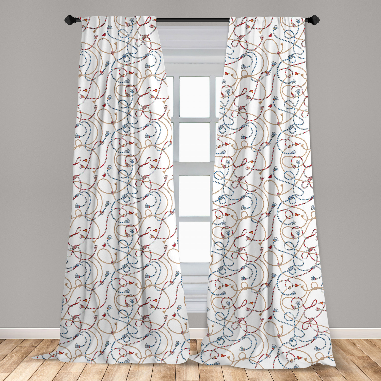 Juego de 2 paneles de cortinas de microfibra náutica azul para sala de estar dormitorio en 3 tamaños - Imagen 9 de 44