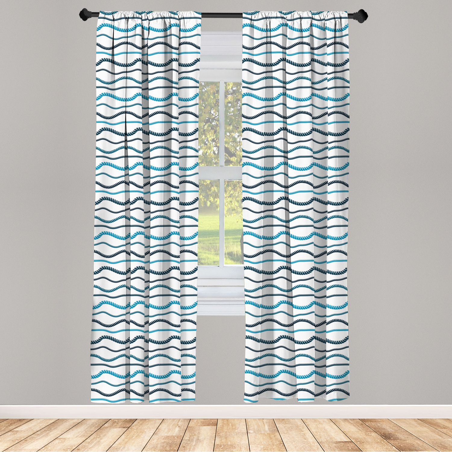 Juego de 2 paneles de cortinas de microfibra náutica azul para sala de estar dormitorio en 3 tamaños - Imagen 22 de 44