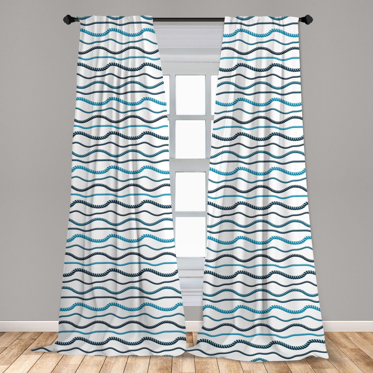 Juego de 2 paneles de cortinas de microfibra náutica azul para sala de estar dormitorio en 3 tamaños - Imagen 21 de 44