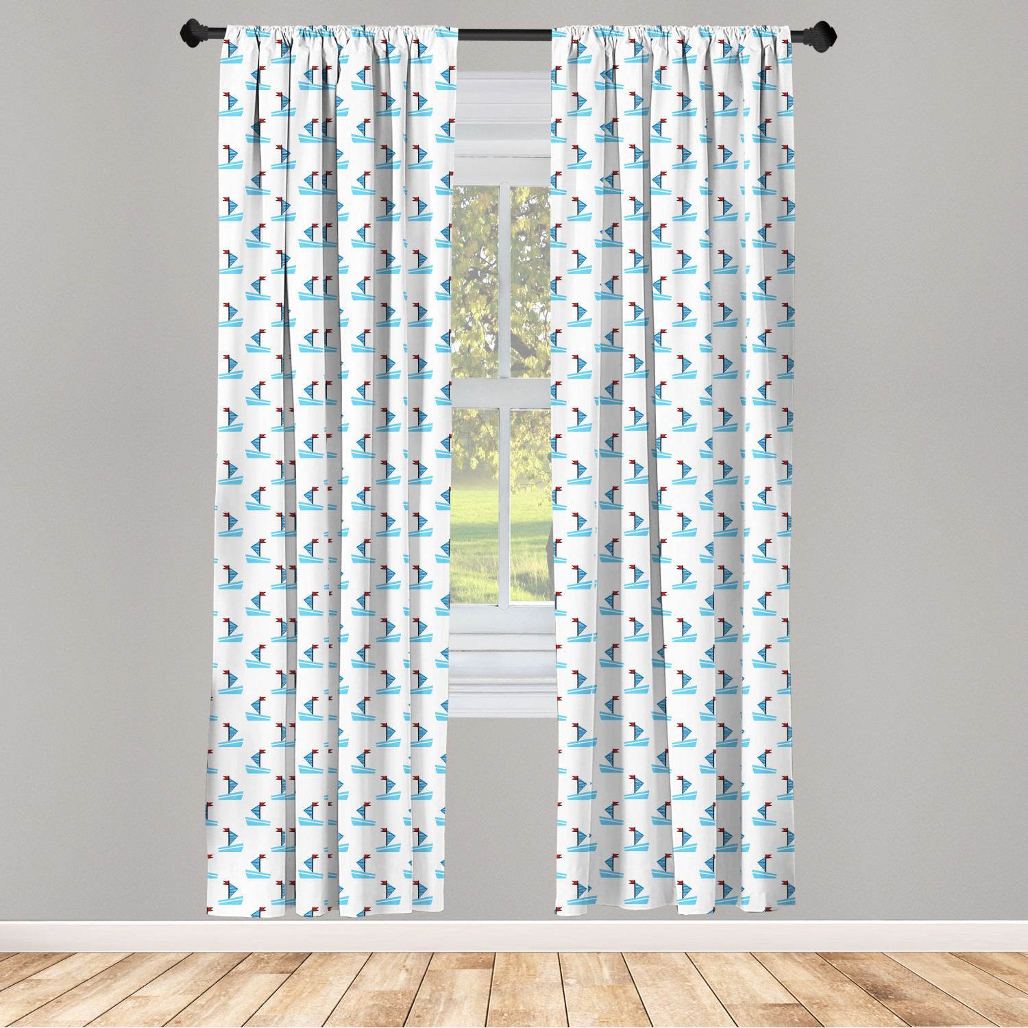 Juego de 2 paneles de cortinas de microfibra náutica azul para sala de estar dormitorio en 3 tamaños - Imagen 18 de 44